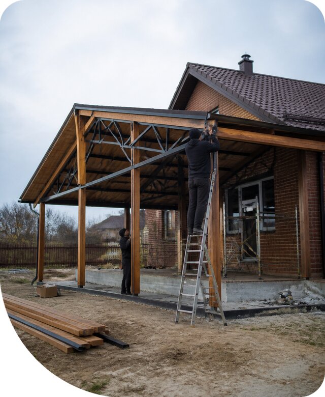 Пристройка навеса к дому и участку в Усолье-Сибирском под ключ